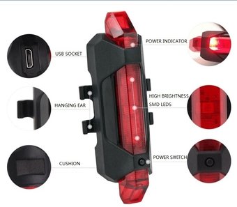 Ліхтар габаритний задній BC-TL5411 5 світлодіодів USB (червоний)