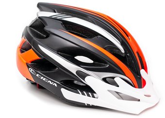 Велосипедний шолом з біл. козирком СIGNA WT-016 чорно-сіро-помаранчевий